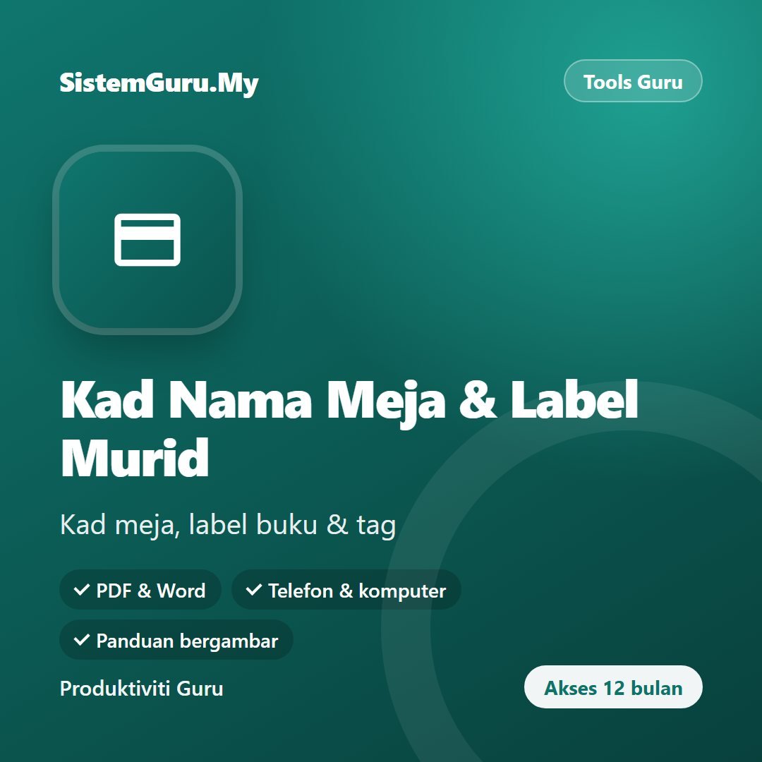 Kad Nama Meja & Label Murid