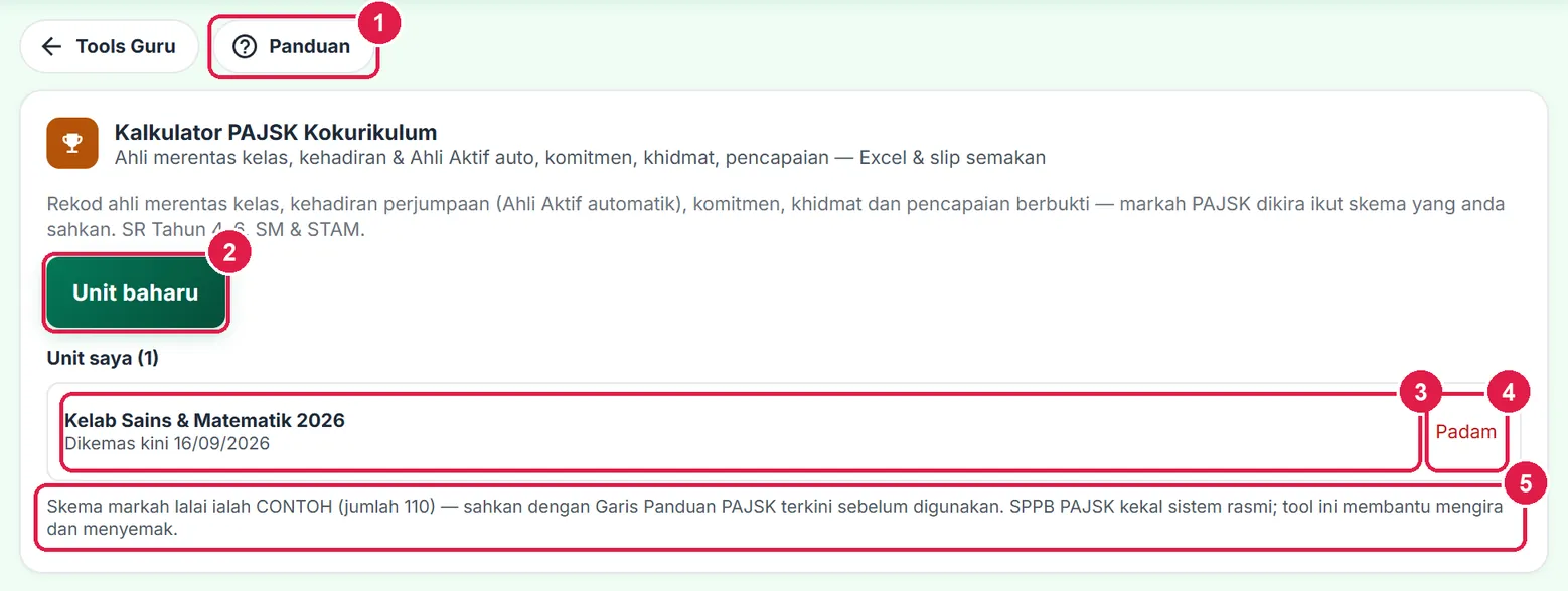 Kalkulator PAJSK Kokurikulum — gambar 2