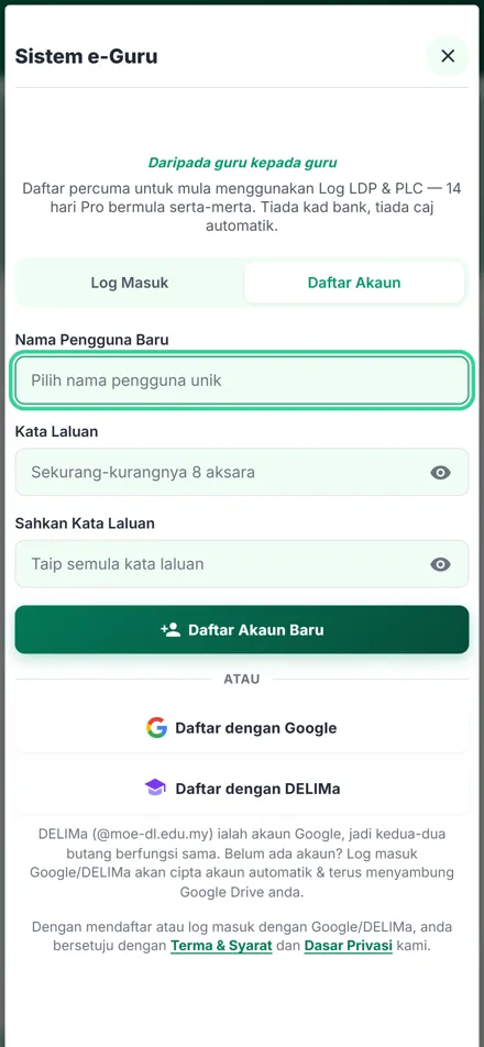 Log LDP & PLC dalam telefon