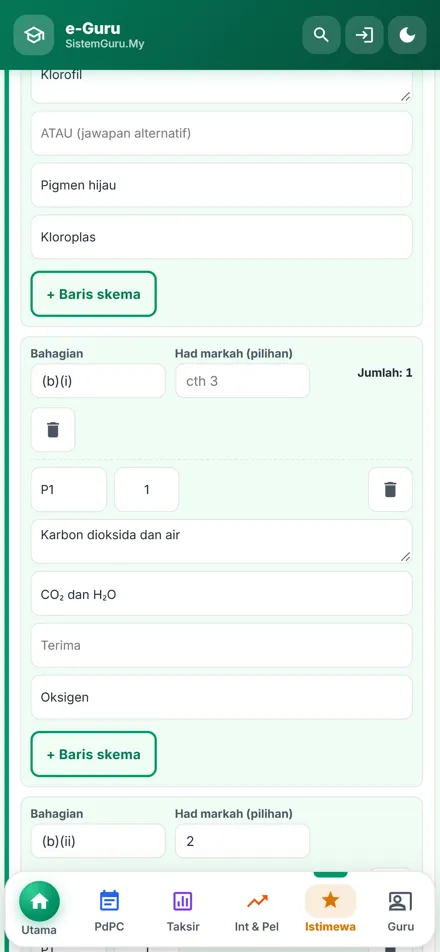Pembina Skema Pemarkahan dalam telefon