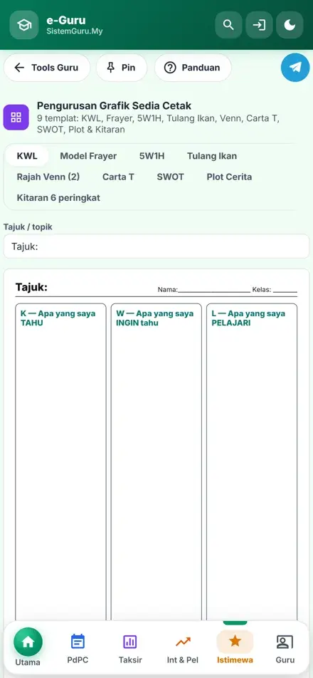 Pengurusan Grafik Sedia Cetak dalam telefon