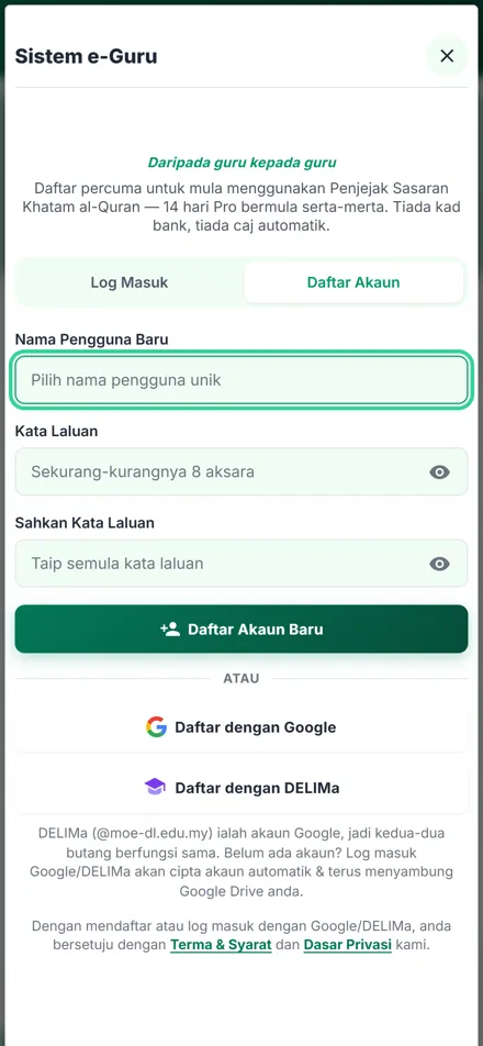 Penjejak Sasaran Khatam al-Quran dalam telefon