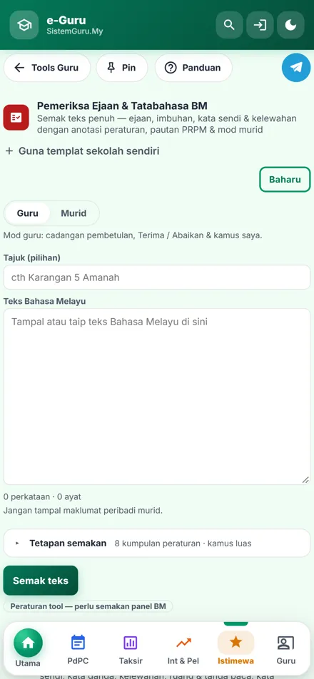 Pemeriksa Ejaan & Tatabahasa BM dalam telefon