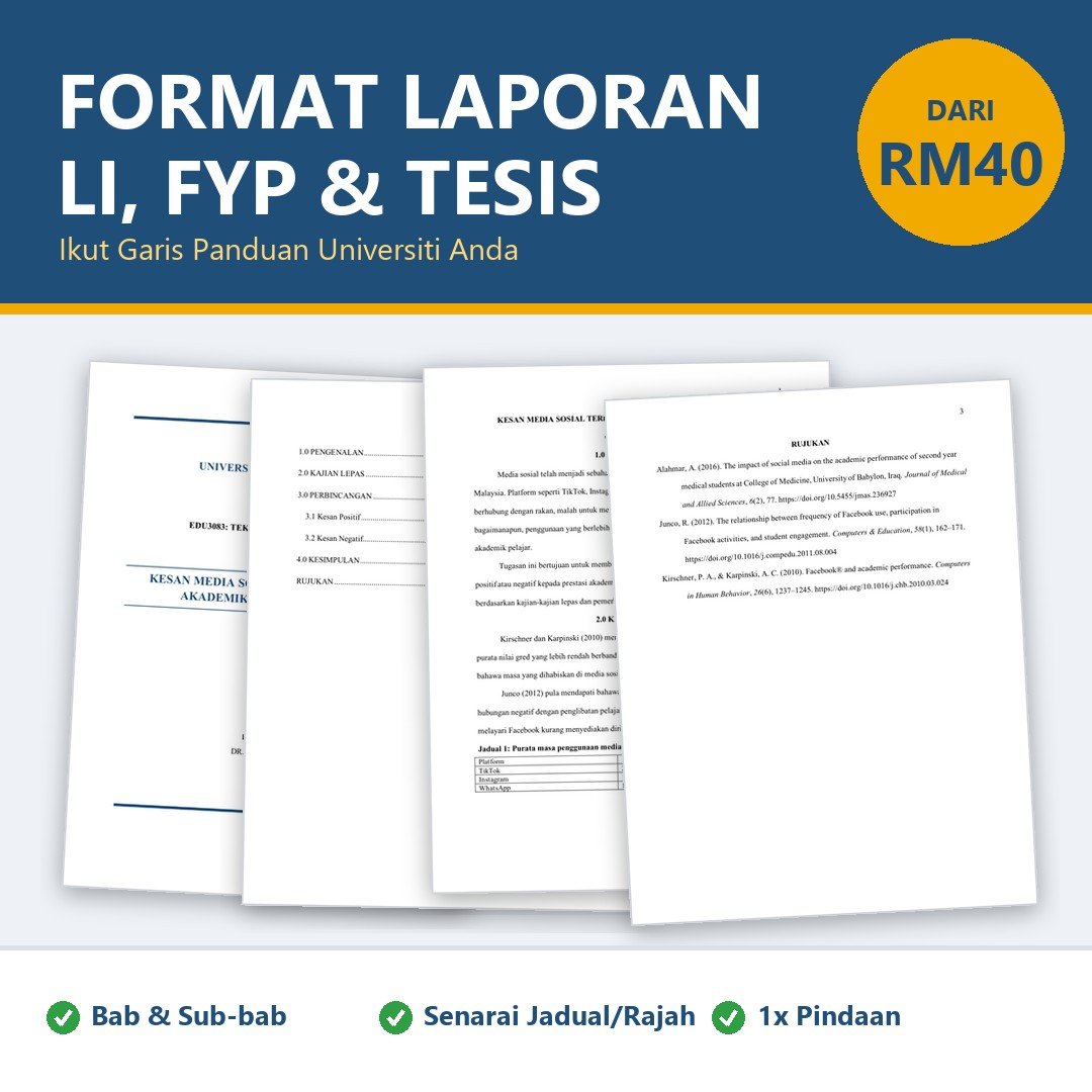 Format Laporan Latihan Industri (LI), Format FYP & Format Tesis | Laporan Akhir LI | Ikut Garis Panduan
