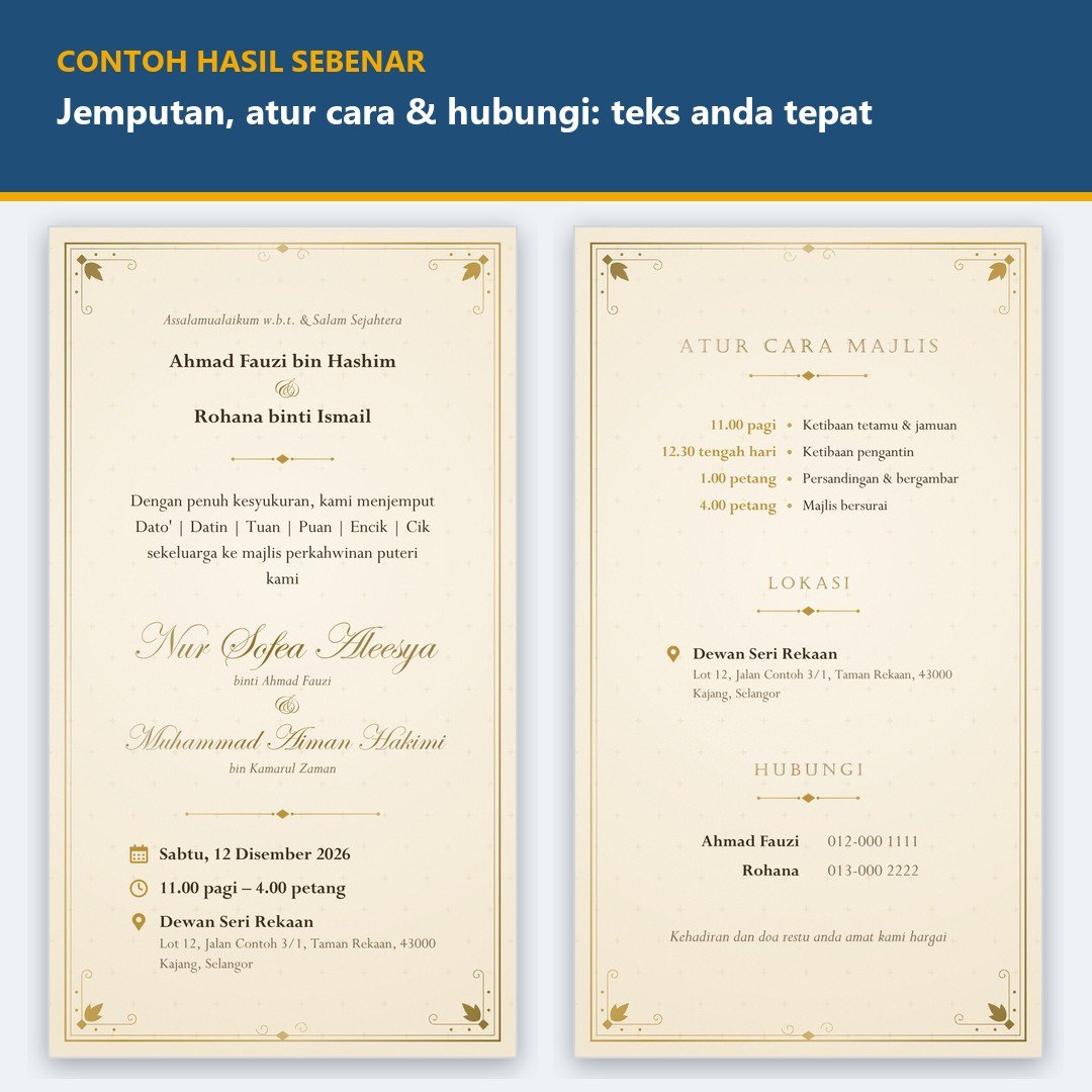 Kad Jemputan Kahwin Digital & E Kad Kahwin, Jemputan Kenduri Aqiqah, Hari Jadi - PNG, Video MP4 & PDF Cetak A5 — gambar 2