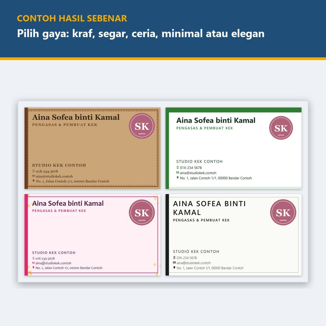 Kad Nama Penjawat Awam & Peniaga, Business Card Design 90x54 mm - Name Card PDF Sedia Cetak 10 Sehelai A4 — gambar 2
