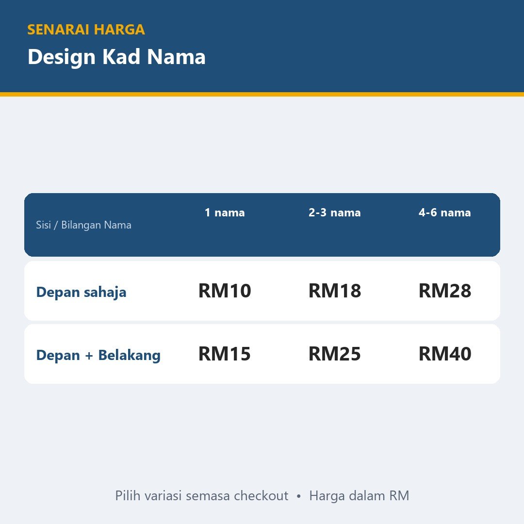 Kad Nama Penjawat Awam & Peniaga, Business Card Design 90x54 mm - Name Card PDF Sedia Cetak 10 Sehelai A4 — gambar 3