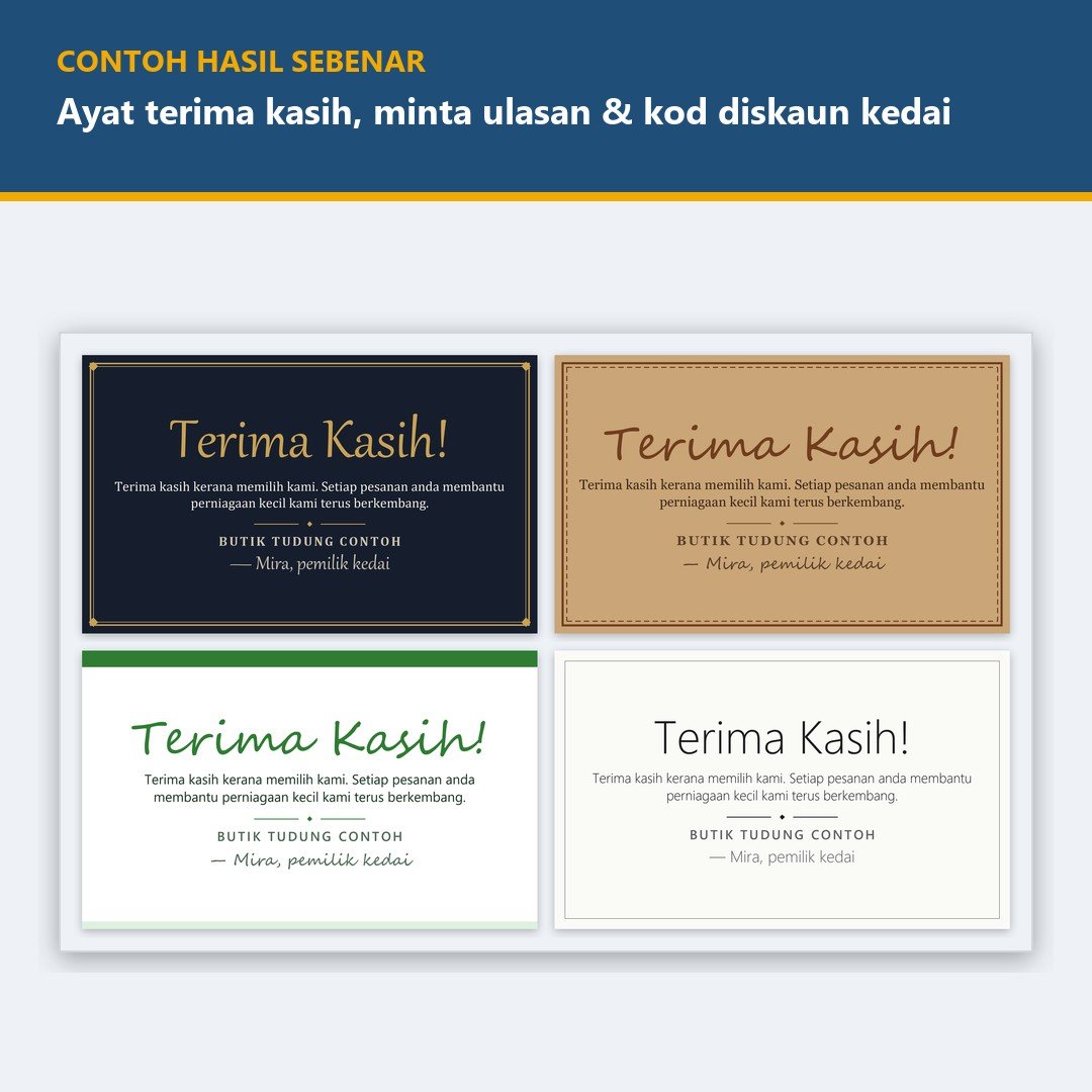 Kad Ucapan Terima Kasih kepada Pelanggan, Thank You Card Peniaga Online - Design Kad Bungkusan, PDF Sedia Cetak A4 — gambar 2