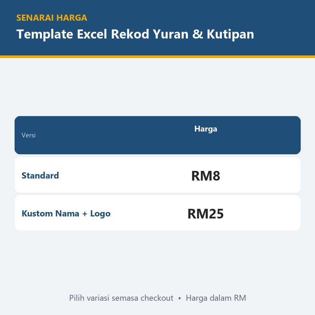Rekod Kutipan Yuran Excel, Rekod Yuran Bulanan Tadika & Tuisyen - Status Tertunggak Berwarna, Resit Bayaran Auto — gambar 3