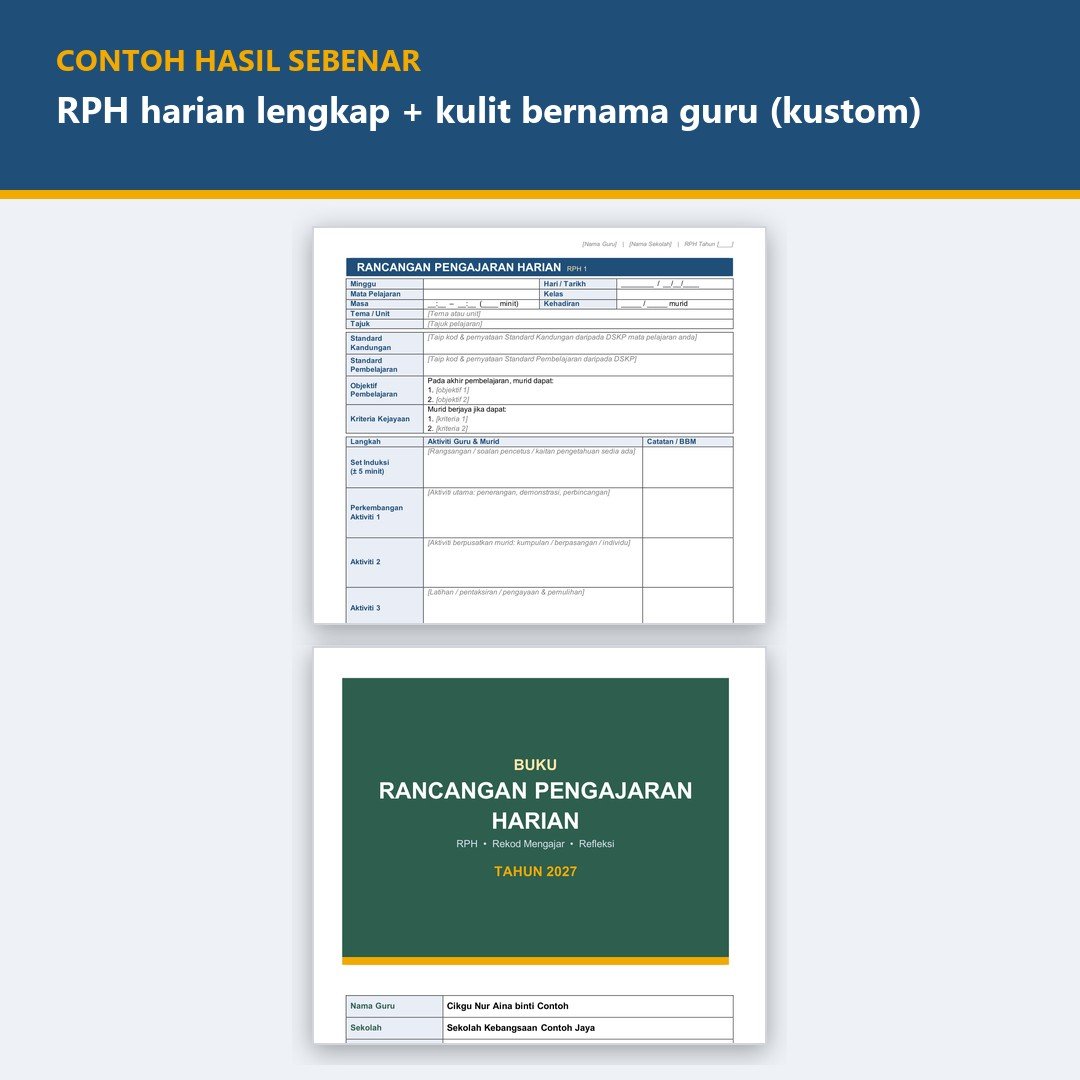 Template RPH Guru Word Boleh Edit - Buku Rekod Mengajar, RPH Harian & Mingguan, Refleksi, Sekolah Rendah Menengah — gambar 2
