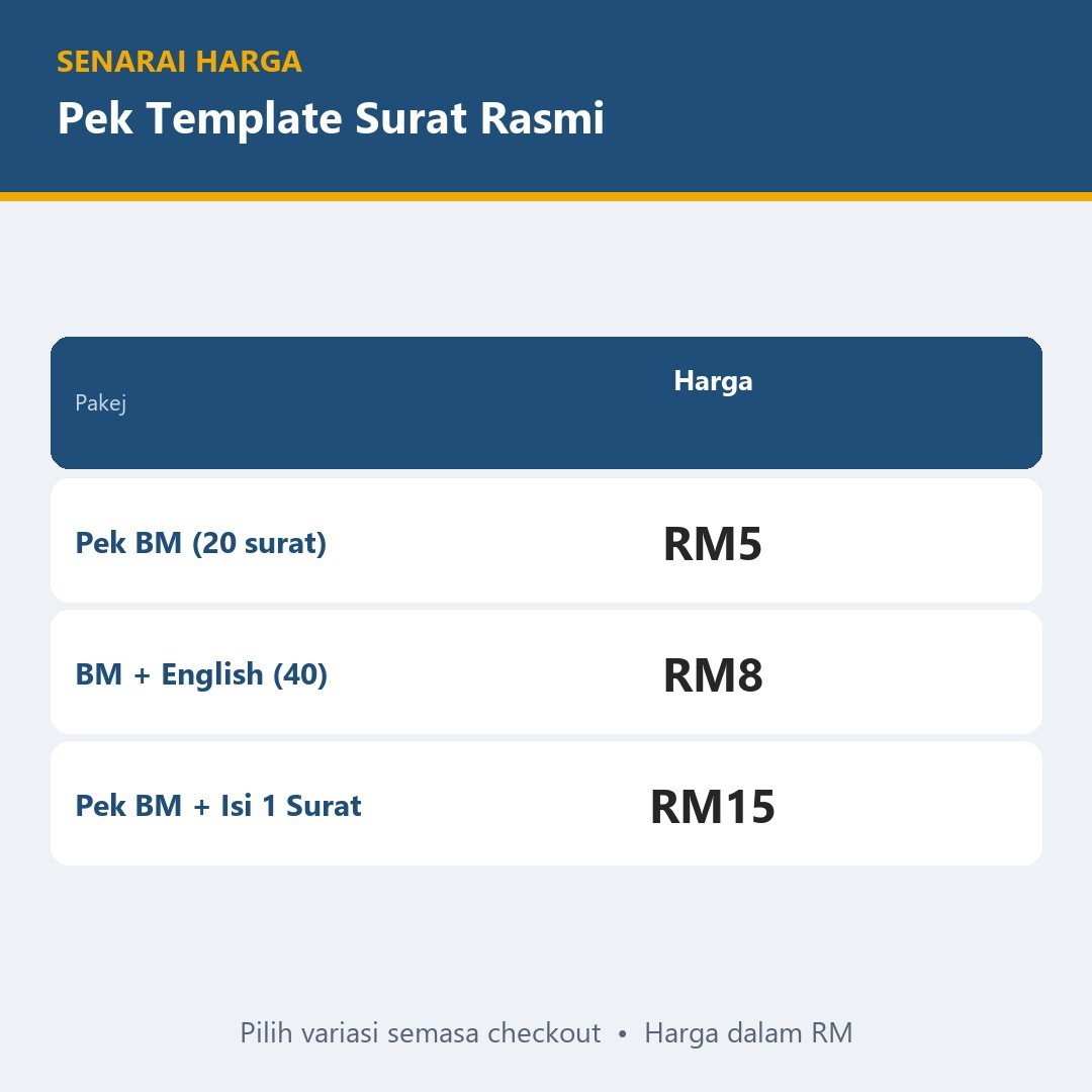 Contoh Surat Rasmi Word Boleh Edit - Berhenti Kerja 24 Jam & Notis Sebulan, Cuti Kerja, Permohonan, BM English — gambar 3