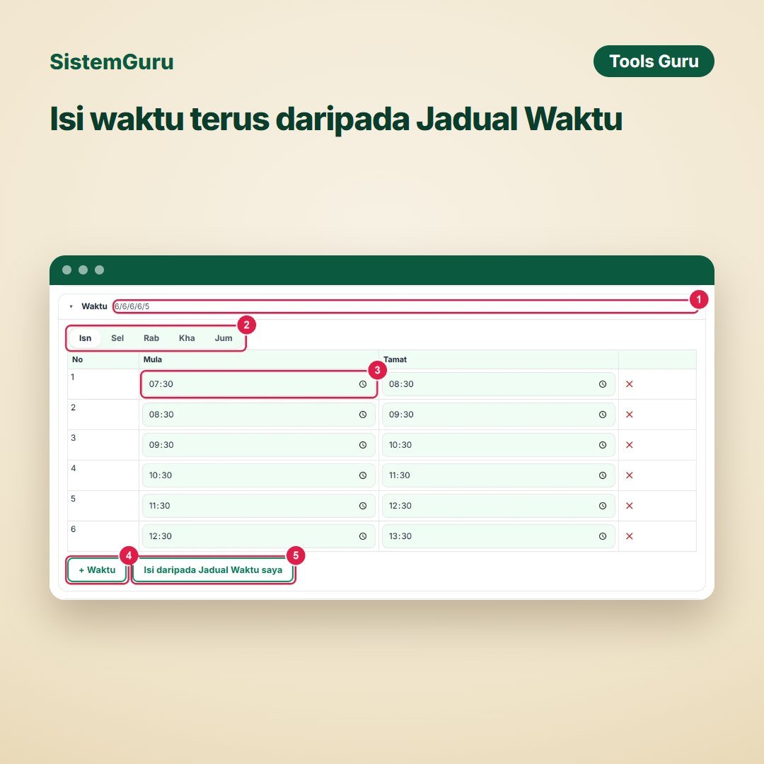 Isi waktu terus daripada Jadual Waktu