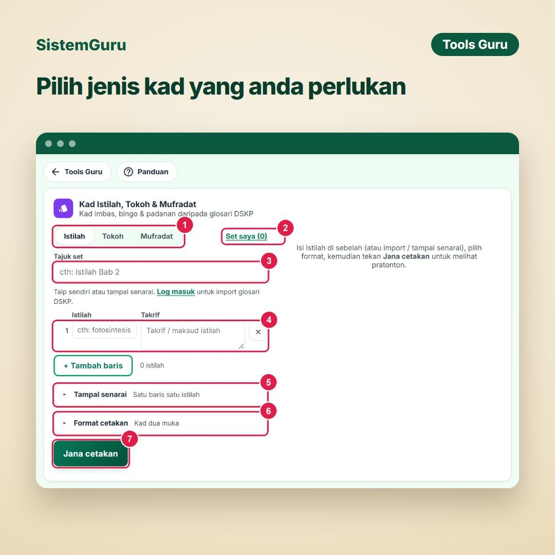 Pilih jenis kad yang anda perlukan