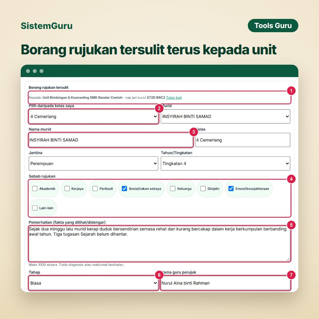 Borang rujukan tersulit terus kepada unit