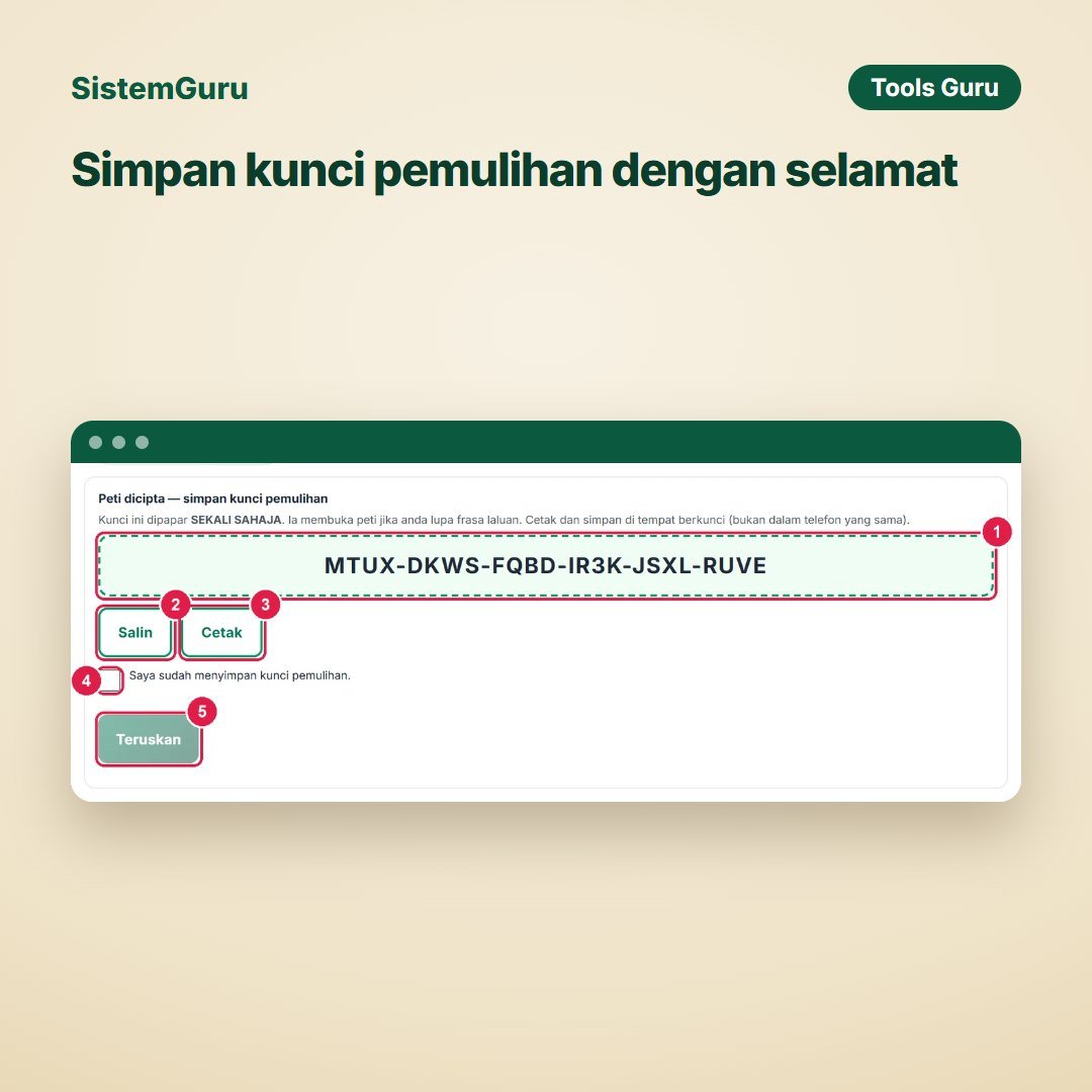 Simpan kunci pemulihan dengan selamat