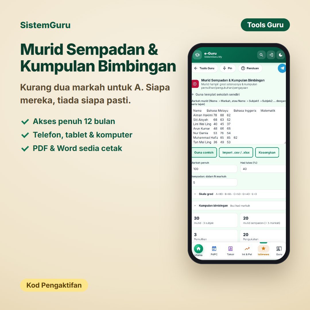 Murid Sempadan & Kumpulan Bimbingan