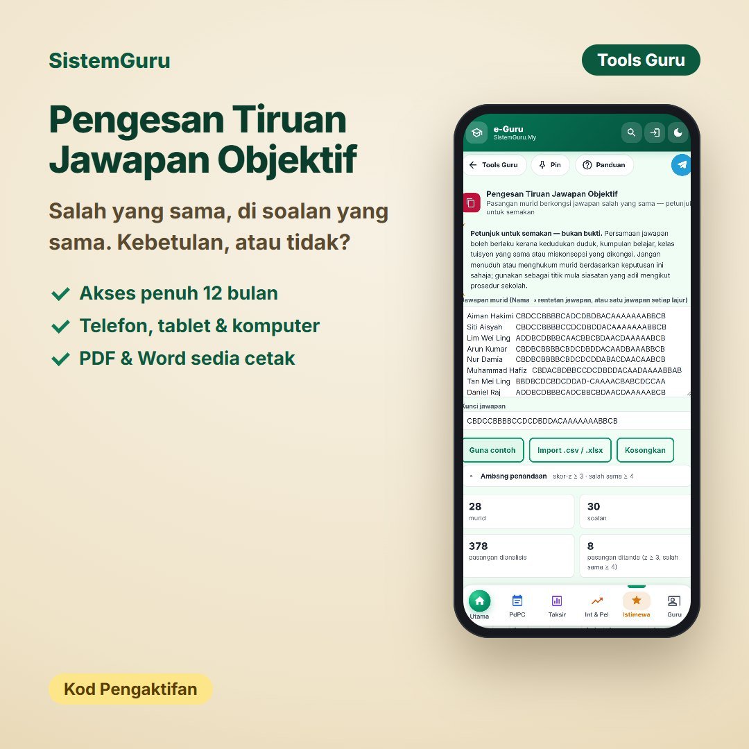 Pengesan Tiruan Jawapan Objektif