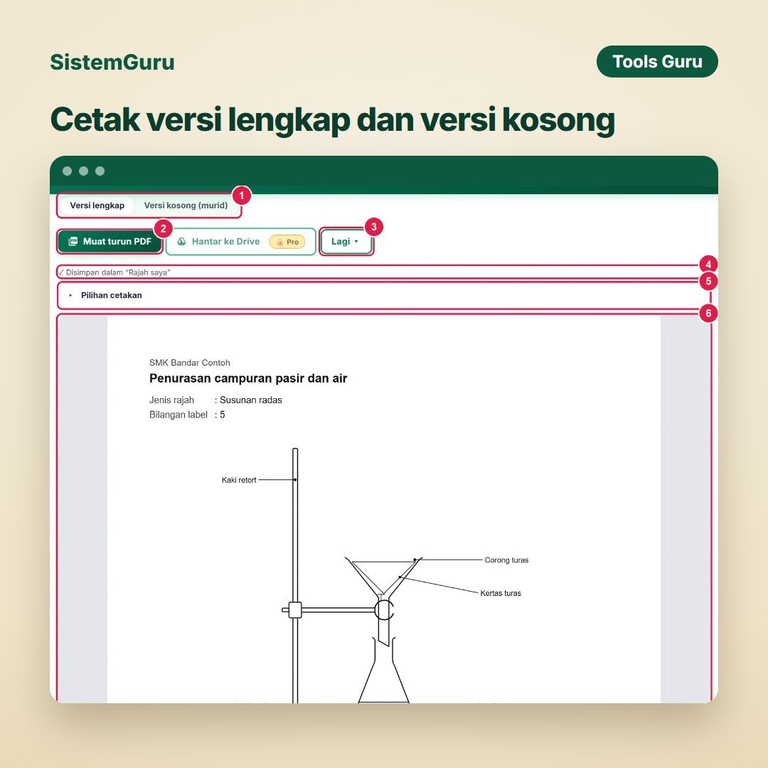 Cetak versi lengkap dan versi kosong