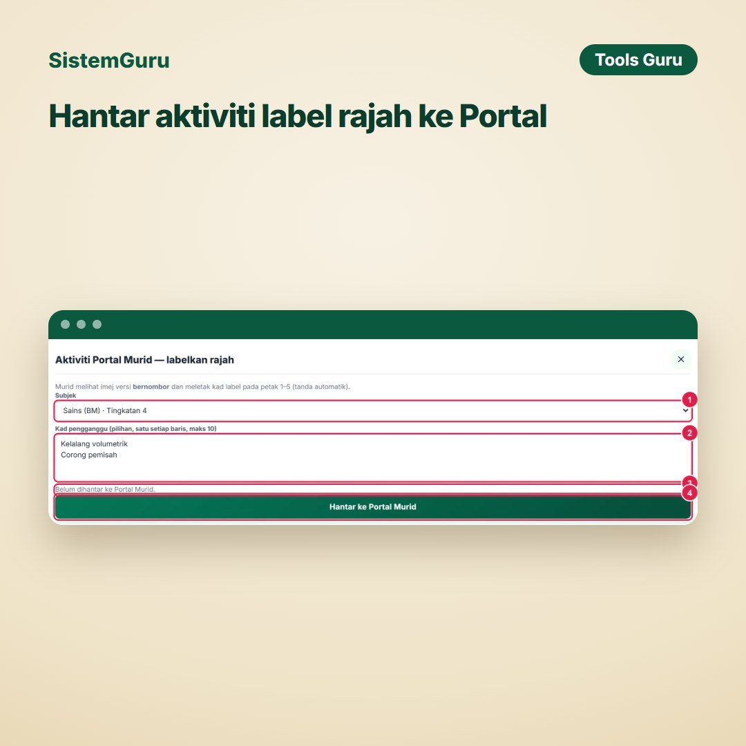 Hantar aktiviti label rajah ke Portal