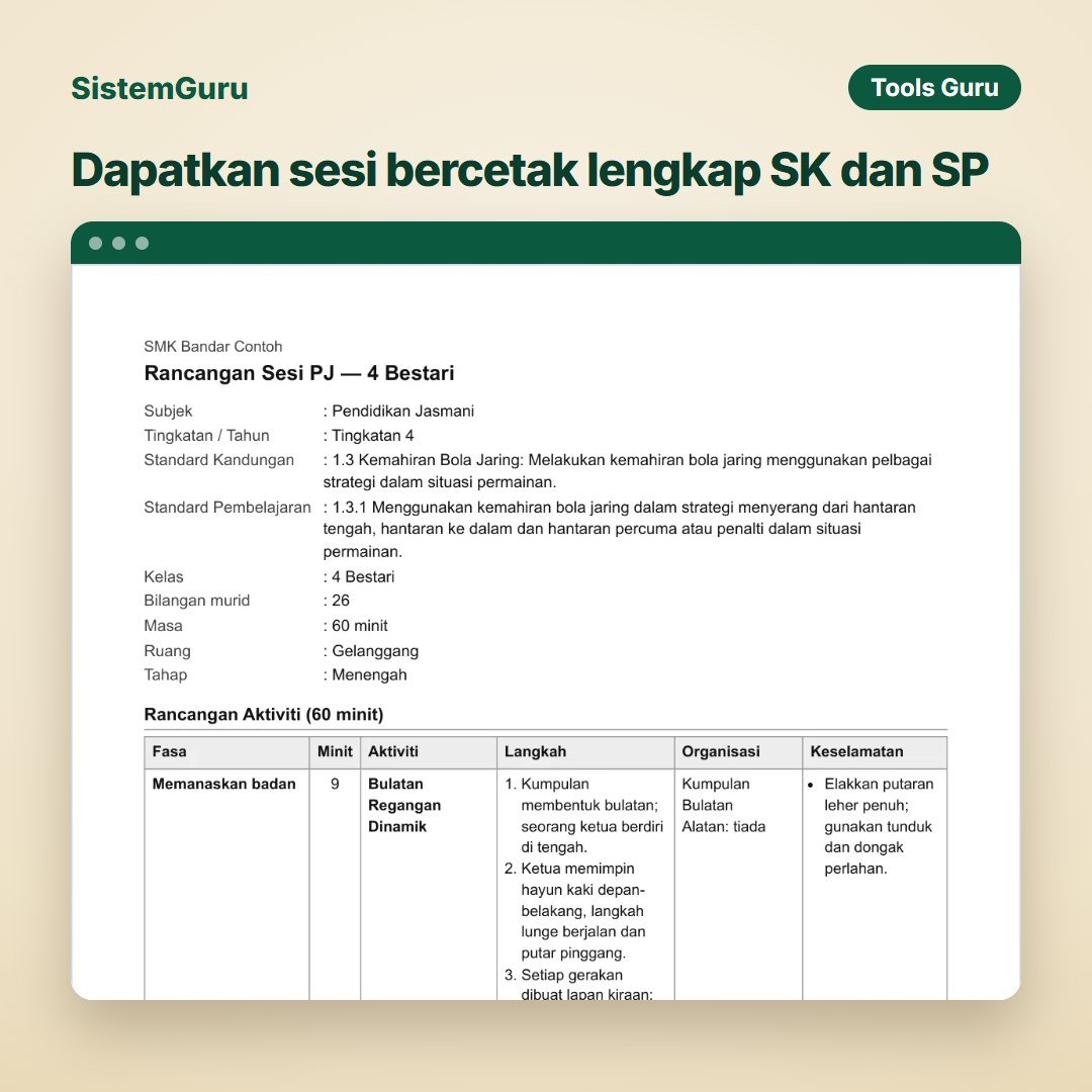 Dapatkan sesi bercetak lengkap SK dan SP